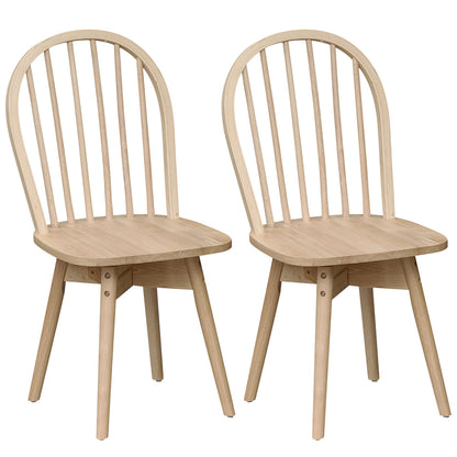 Swivel Windsor Dining Chairs, Set of 2, Solid Rubber Wood Frame, Natural Dining Chairs at Gallery Canada