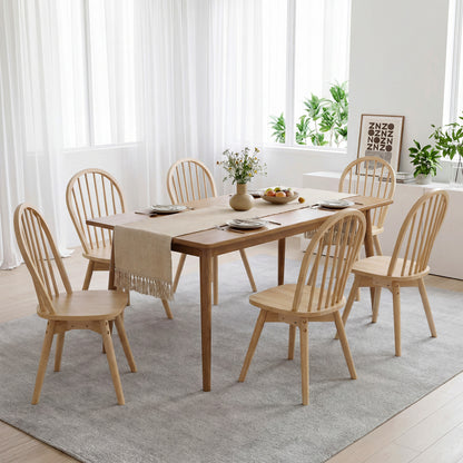 Swivel Windsor Dining Chairs, Set of 2, Solid Rubber Wood Frame, Natural Dining Chairs at Gallery Canada