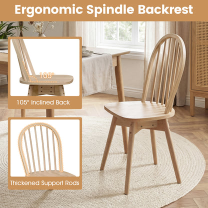 Swivel Windsor Dining Chairs, Set of 2, Solid Rubber Wood Frame, Natural Dining Chairs at Gallery Canada
