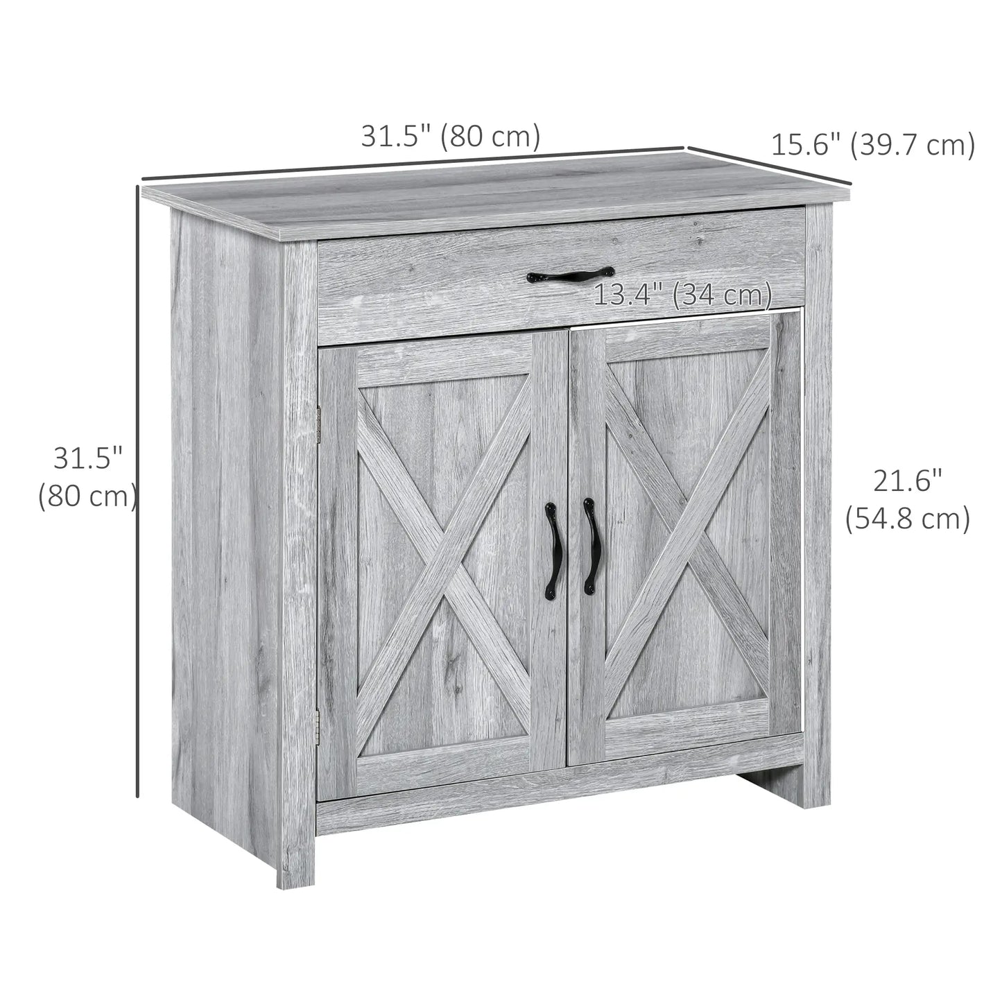 Farmhouse Sideboard Buffet Cabinet, Grey Grain, Barn Door Storage, Grey Bar Cabinets at Gallery Canada