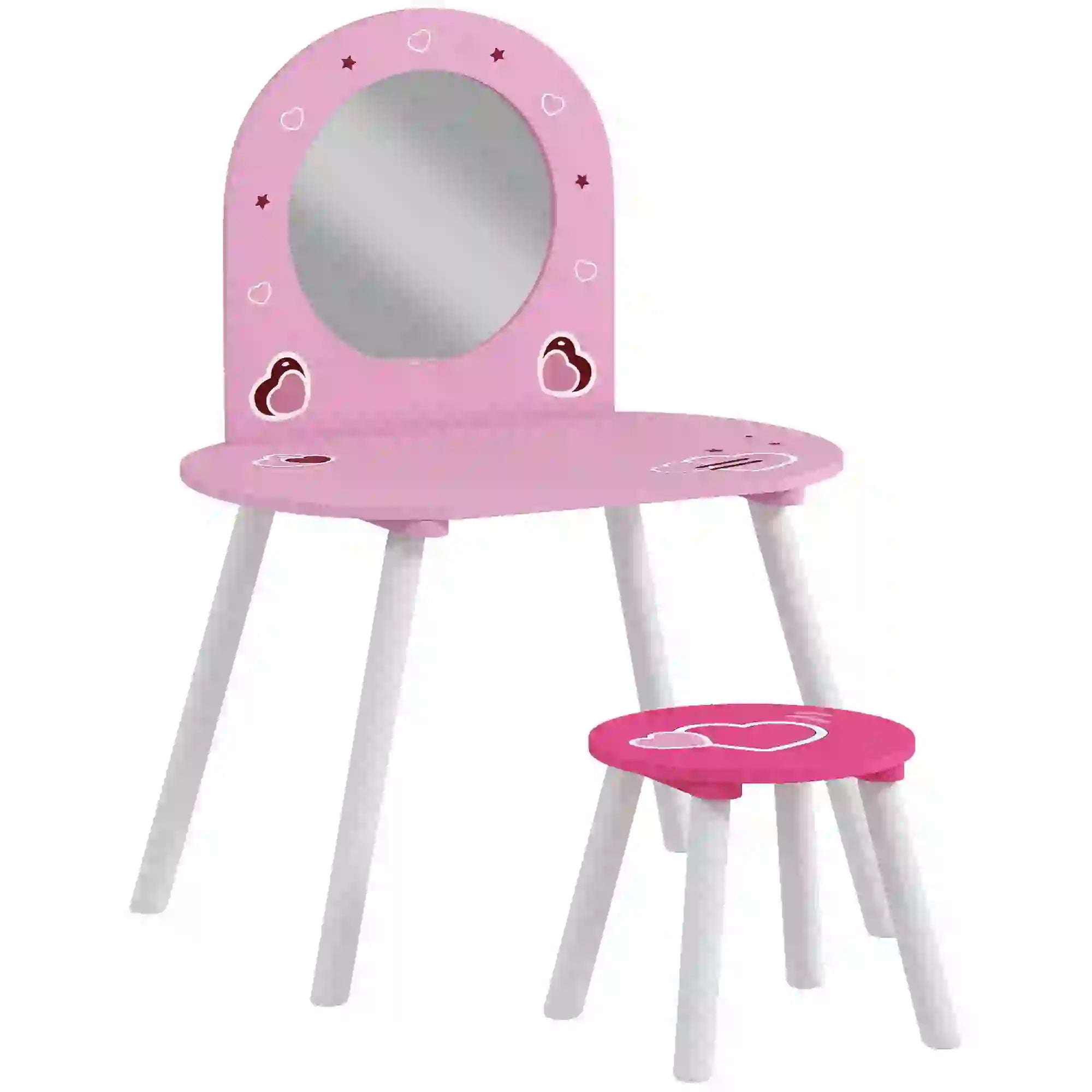 Kids Dressing Table with Mirror and Stool, Girls Vanity Set, Pink Toy Vanity Pink at Gallery Canada