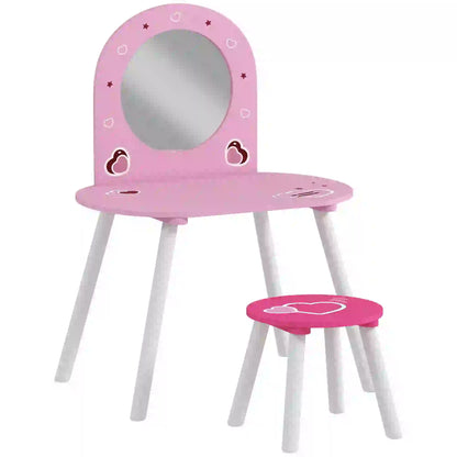 Kids Dressing Table with Mirror and Stool, Girls Vanity Set, Pink Toy Vanity Pink at Gallery Canada