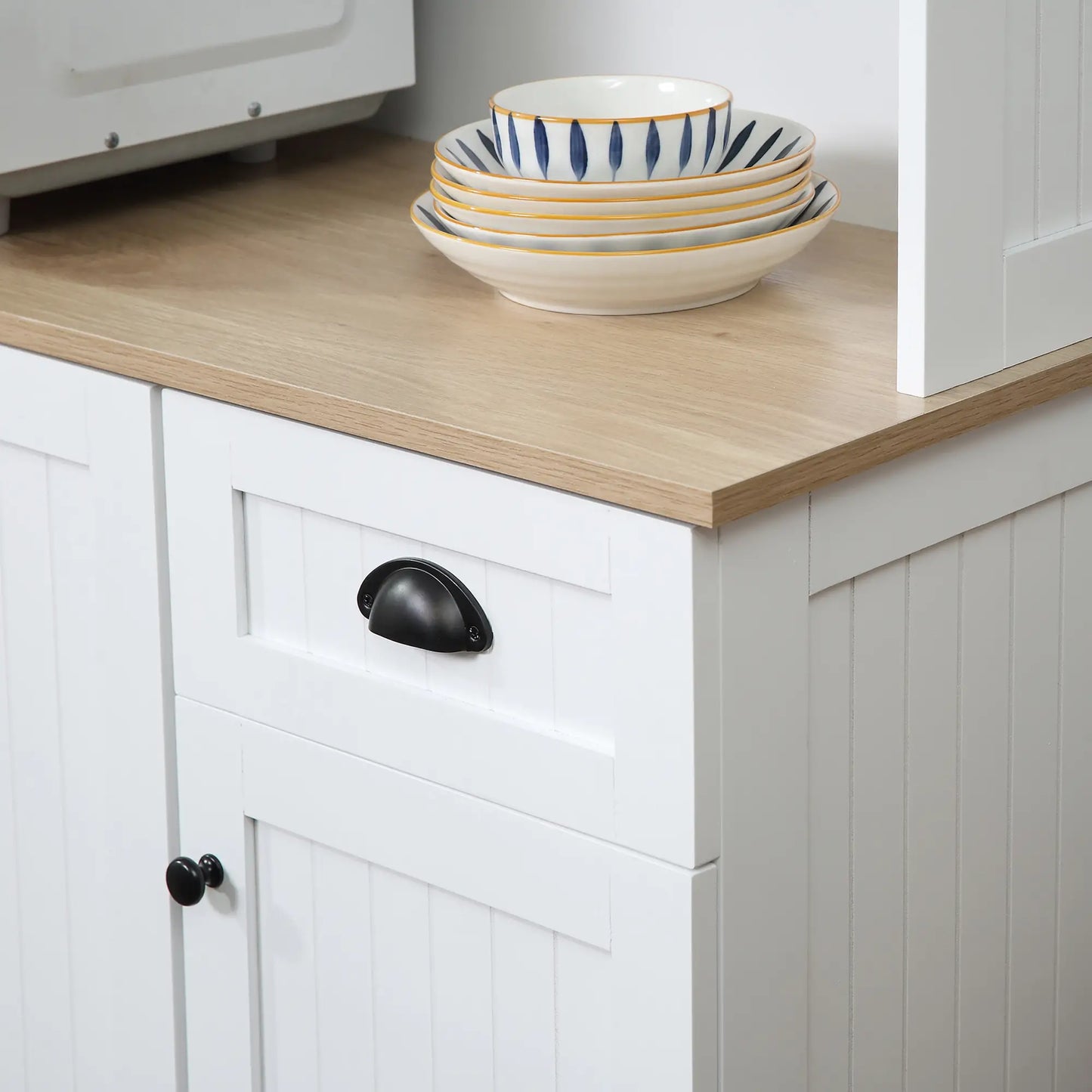 71 Kitchen Pantry Buffet, Hutch Storage Cabinet, Microwave Stand, Oak, White Kitchen Pantry Cabinets at Gallery Canada