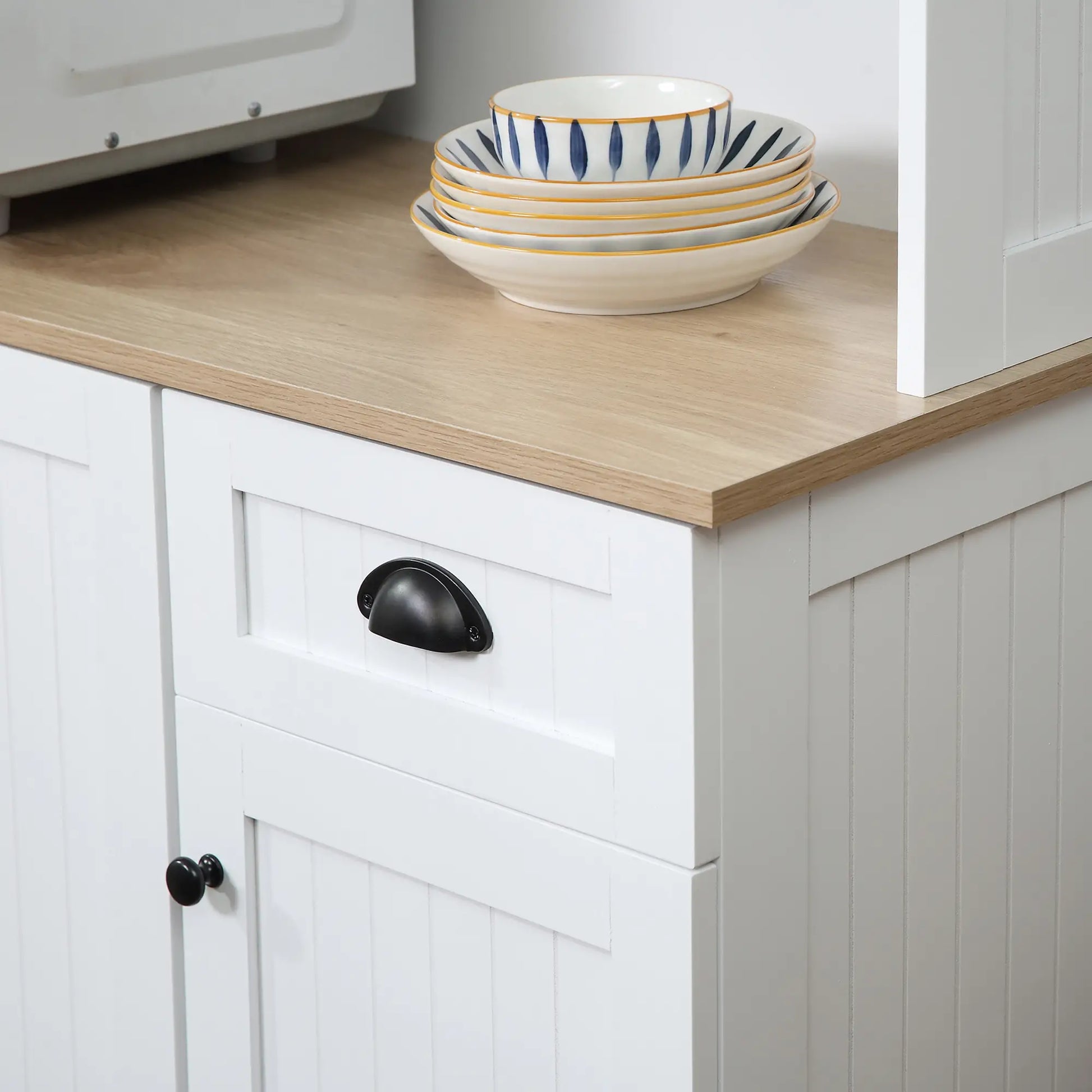 71 Kitchen Pantry Buffet, Hutch Storage Cabinet, Microwave Stand, Oak, White Kitchen Pantry Cabinets at Gallery Canada