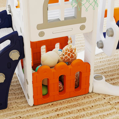 6-In-1 Baby Swing Playset, Indoor Slide Swing Set, Orange Gym Sets & Swings at Gallery Canada