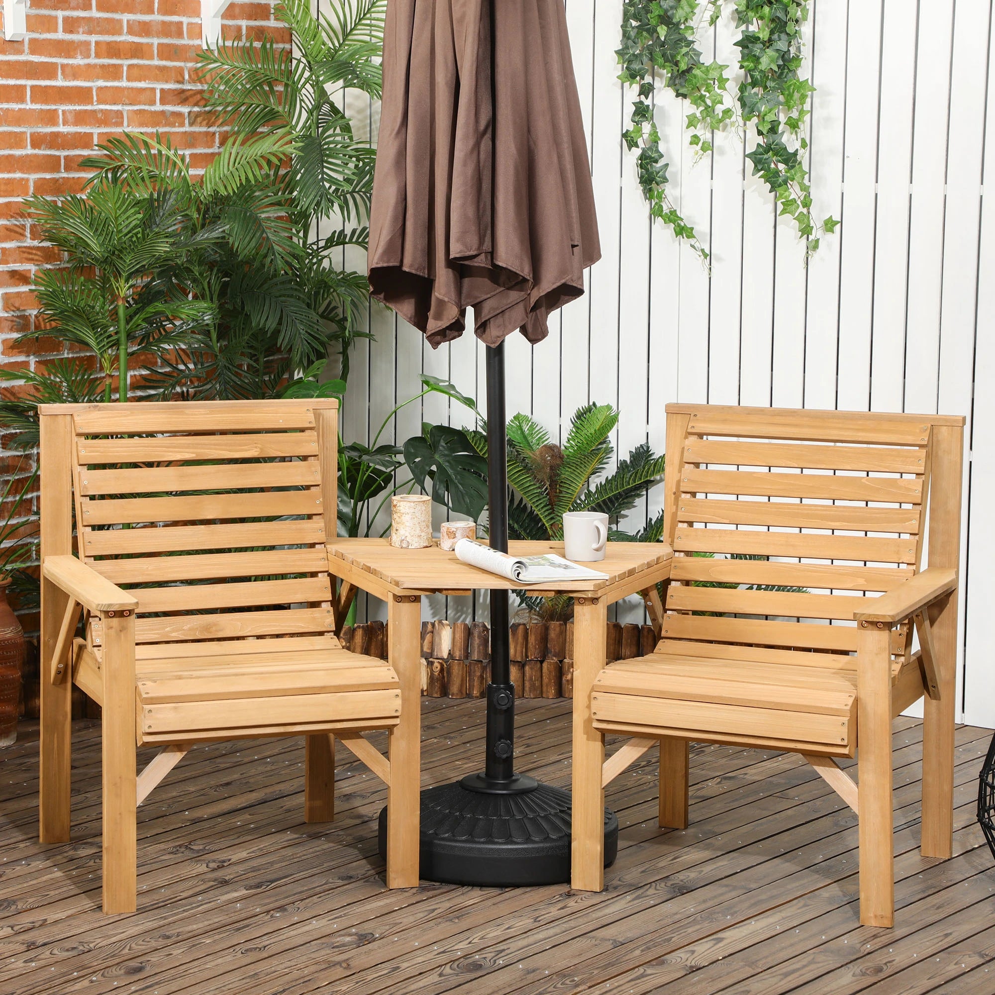 3Pcs Outdoor Bench Set, Backyard, Balcony, Light Brown Outdoor Benches at Gallery Canada