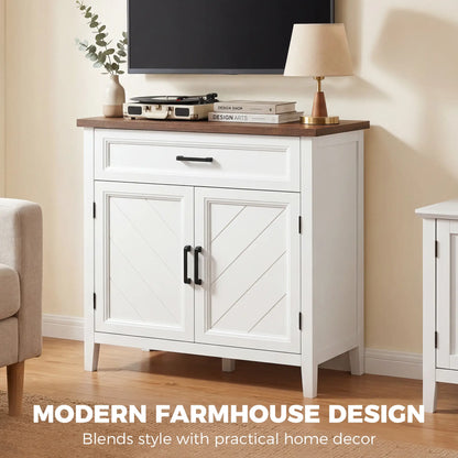 Modern Farmhouse Sideboard Buffet Cabinet, Adjustable Shelf, 2 Doors Storage Cabinets at Gallery Canada