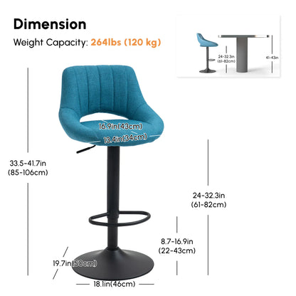 Swivel Counter Height Bar Stools Set of 2, Adjustable Height, Blue Bar Stools at Gallery Canada
