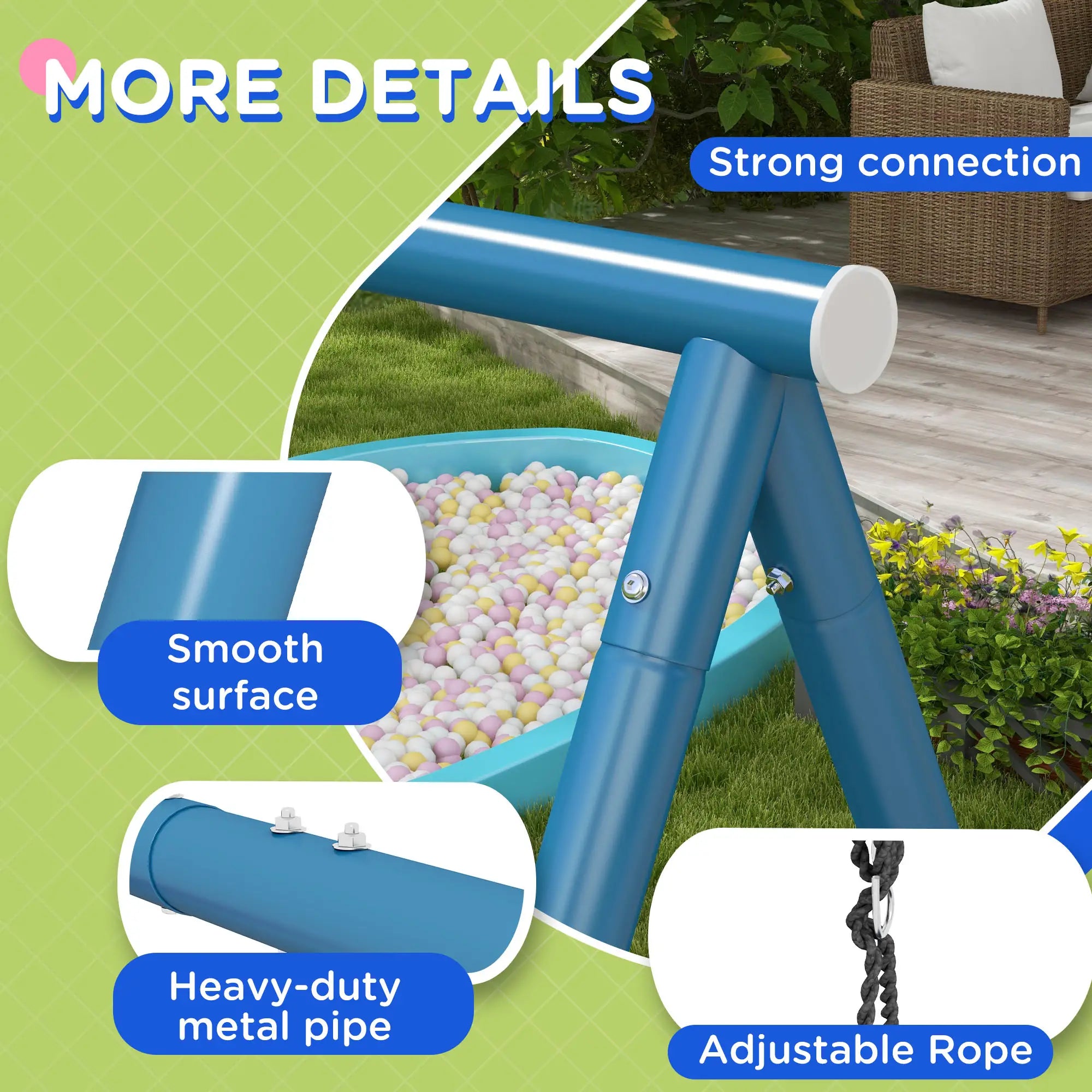 Metal Swing Set, 3 In 1 Design, Nest Swing, 2 Seats, Slide, 352 Lbs, Ages 3-8 Gym Sets & Swings at Gallery Canada