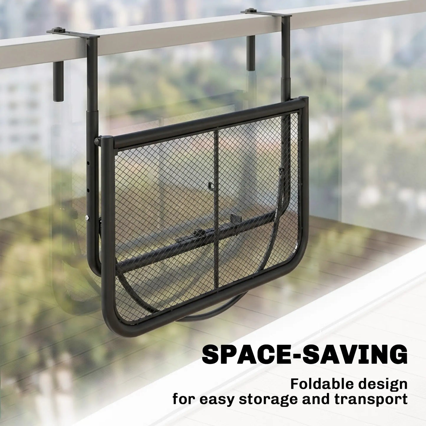 Adjustable Balcony Hanging Table, Metal Wall Desk, Outdoor Flower Stand, Black Balcony Table Hanging at Gallery Canada