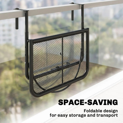 Adjustable Balcony Hanging Table, Metal Wall Desk, Outdoor Flower Stand, Black Balcony Table Hanging at Gallery Canada