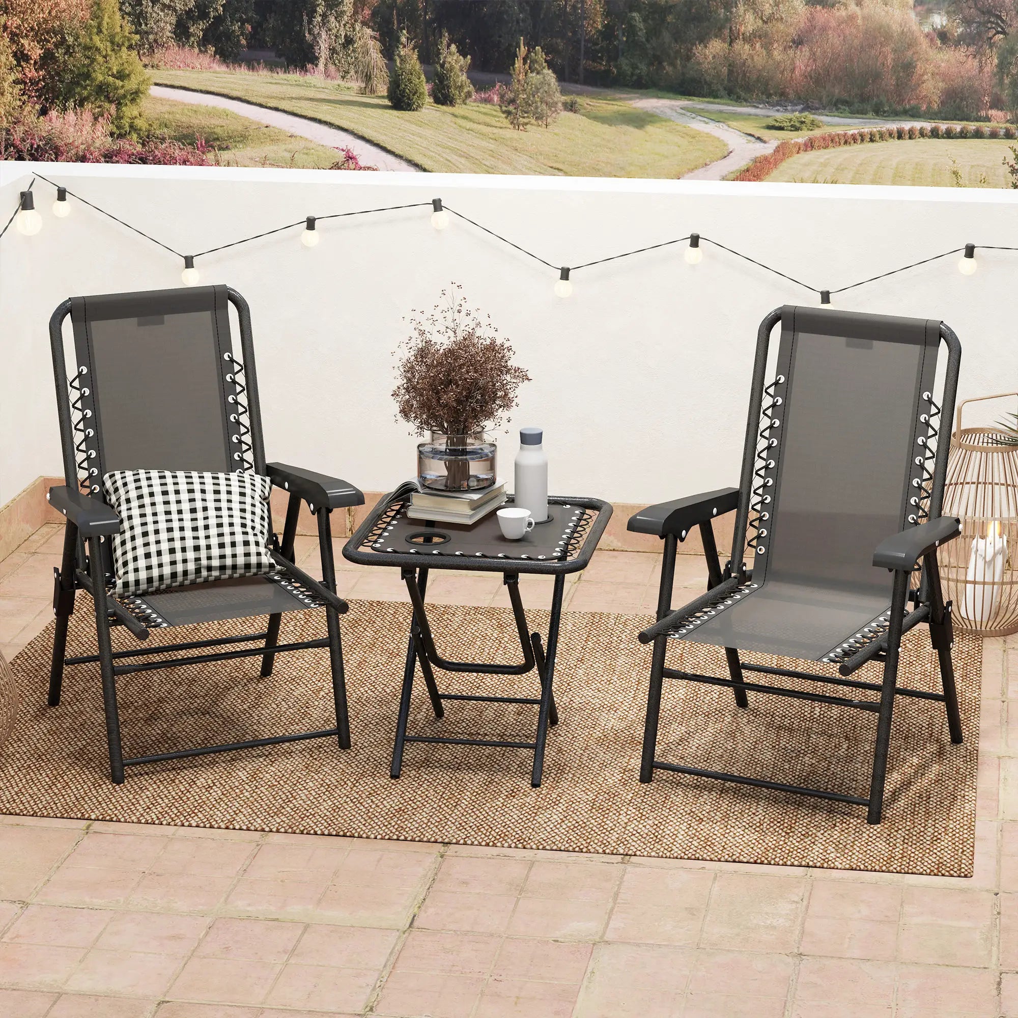 3-Piece Patio Bistro Set, Outdoor Folding Table & Chairs Bistro Sets at Gallery Canada