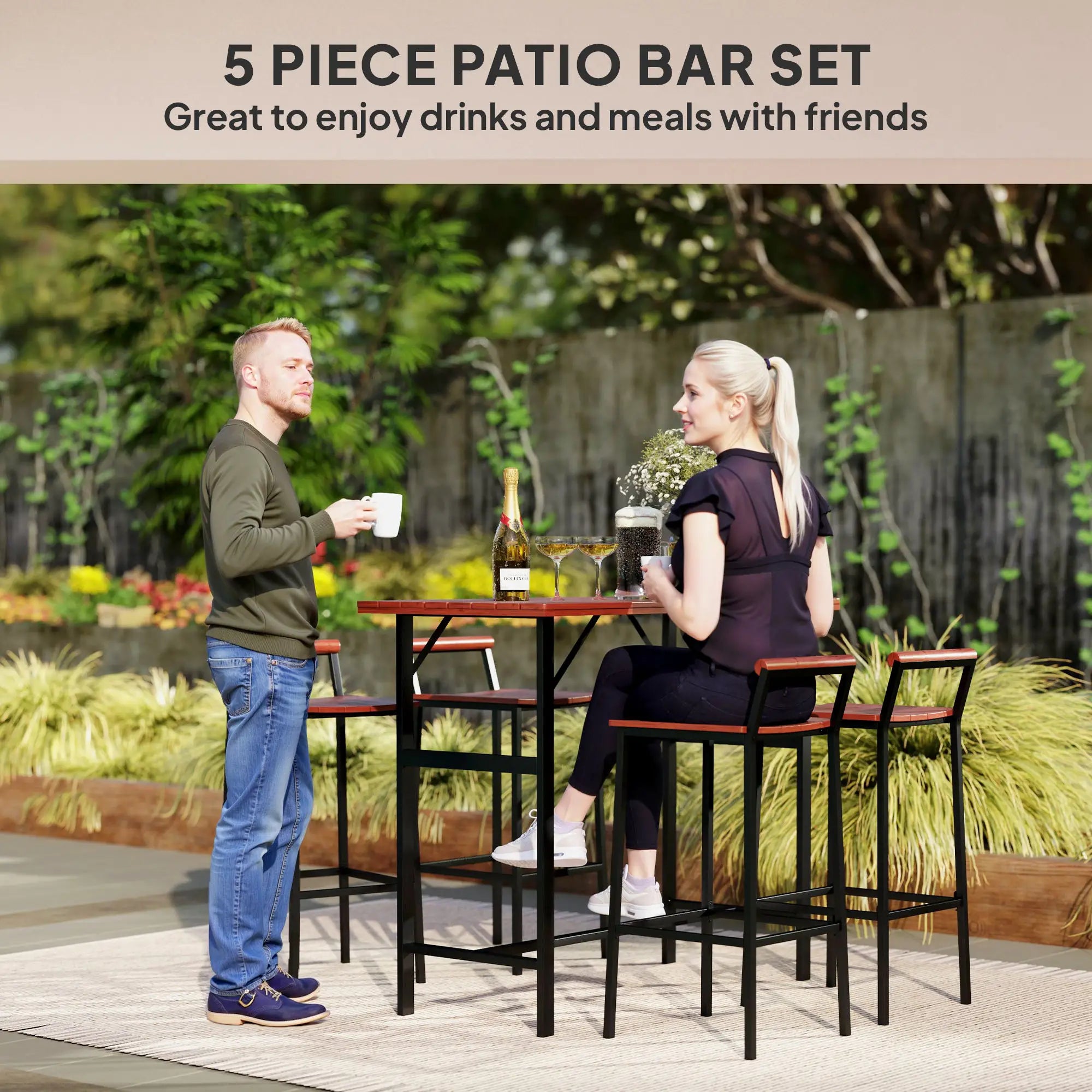 5 Piece Patio Bar Set, 47