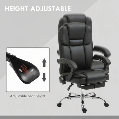 Massage Office Chair, Reclining Executive Chair with Vibration, Footrest, High Back, Black Massage Chairs at Gallery Canada