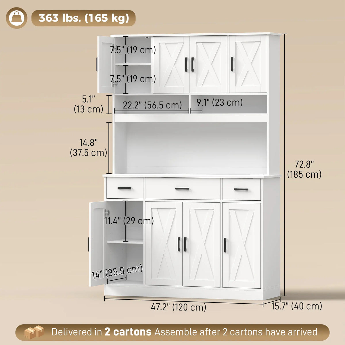 73 In Pantry Cabinet With Charging Station, White Kitchen Pantry Cabinets at Gallery Canada