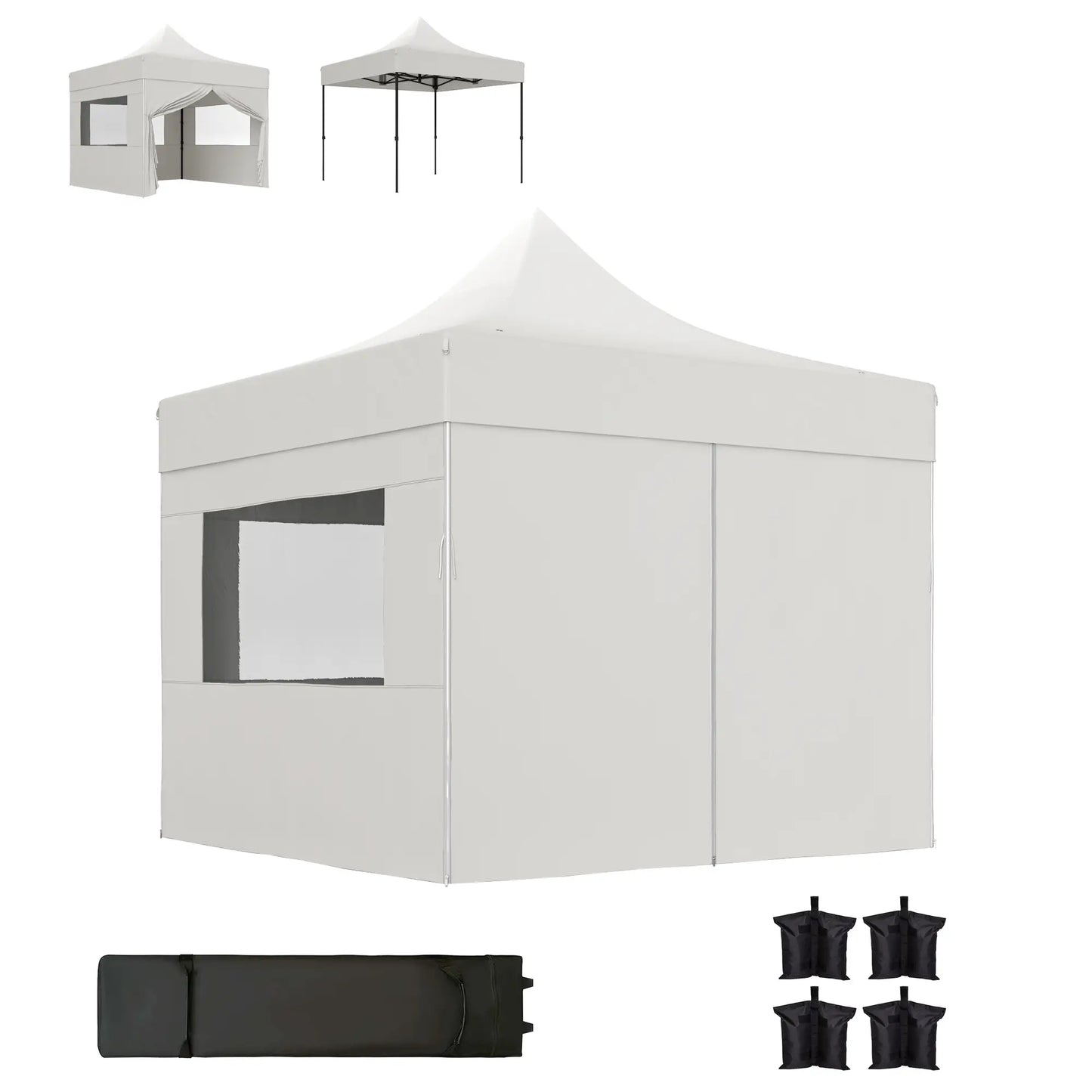 10' x 10' Pop Up Canopy Tent, Sidewalls, Adjustable Height, Wheeled Bag Pop Up Canopies Light Grey at Gallery Canada