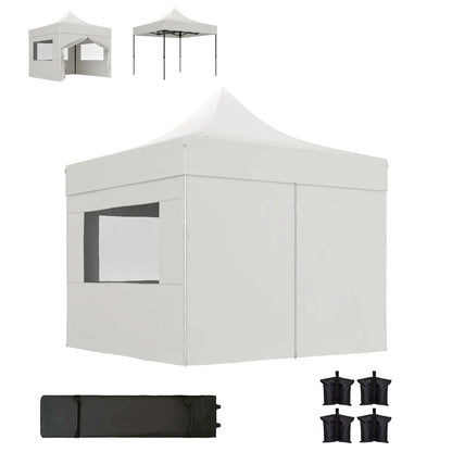 10' x 10' Pop Up Canopy Tent, Sidewalls, Adjustable Height, Wheeled Bag Pop Up Canopies Light Grey at Gallery Canada
