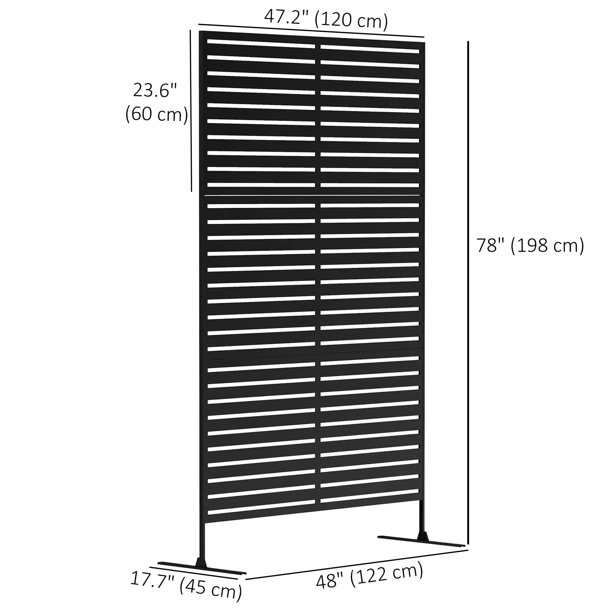 Decorative Outdoor Privacy Panel, Freestanding Metal Divider, Black Side Awnings at Gallery Canada