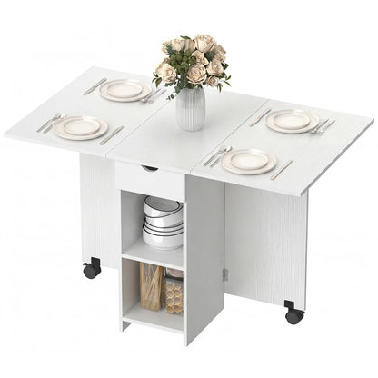 Folding Dining Table With Storage Drop Leaf, White Dining Tables White at Gallery Canada