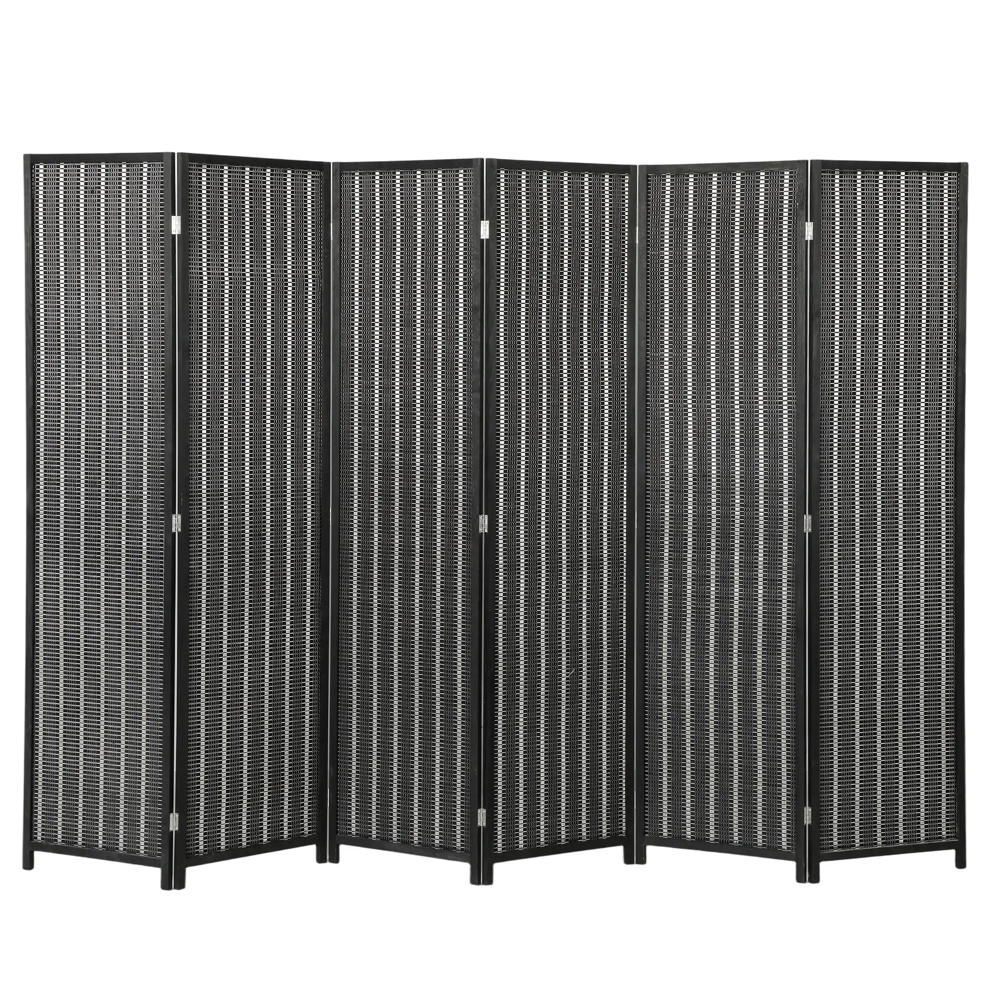 Folding Privacy Screen, 6 Panel Room Divider, Handwoven Bamboo, Black Room Dividers at Gallery Canada