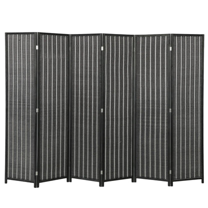 Folding Privacy Screen, 6 Panel Room Divider, Handwoven Bamboo, Black Room Dividers at Gallery Canada