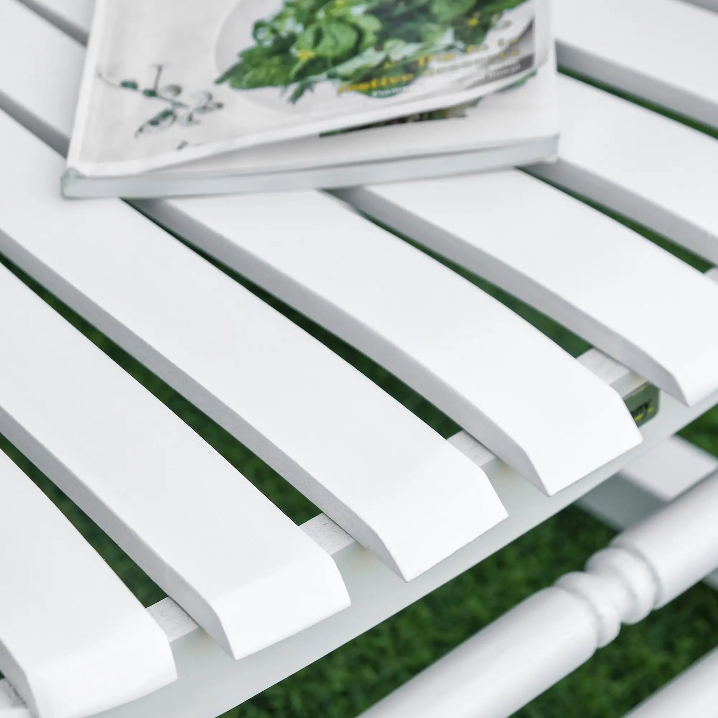 Wooden Outdoor Rocking Chair, Patio Chair with Slatted Back, White Outdoor Rocking Chairs at Gallery Canada