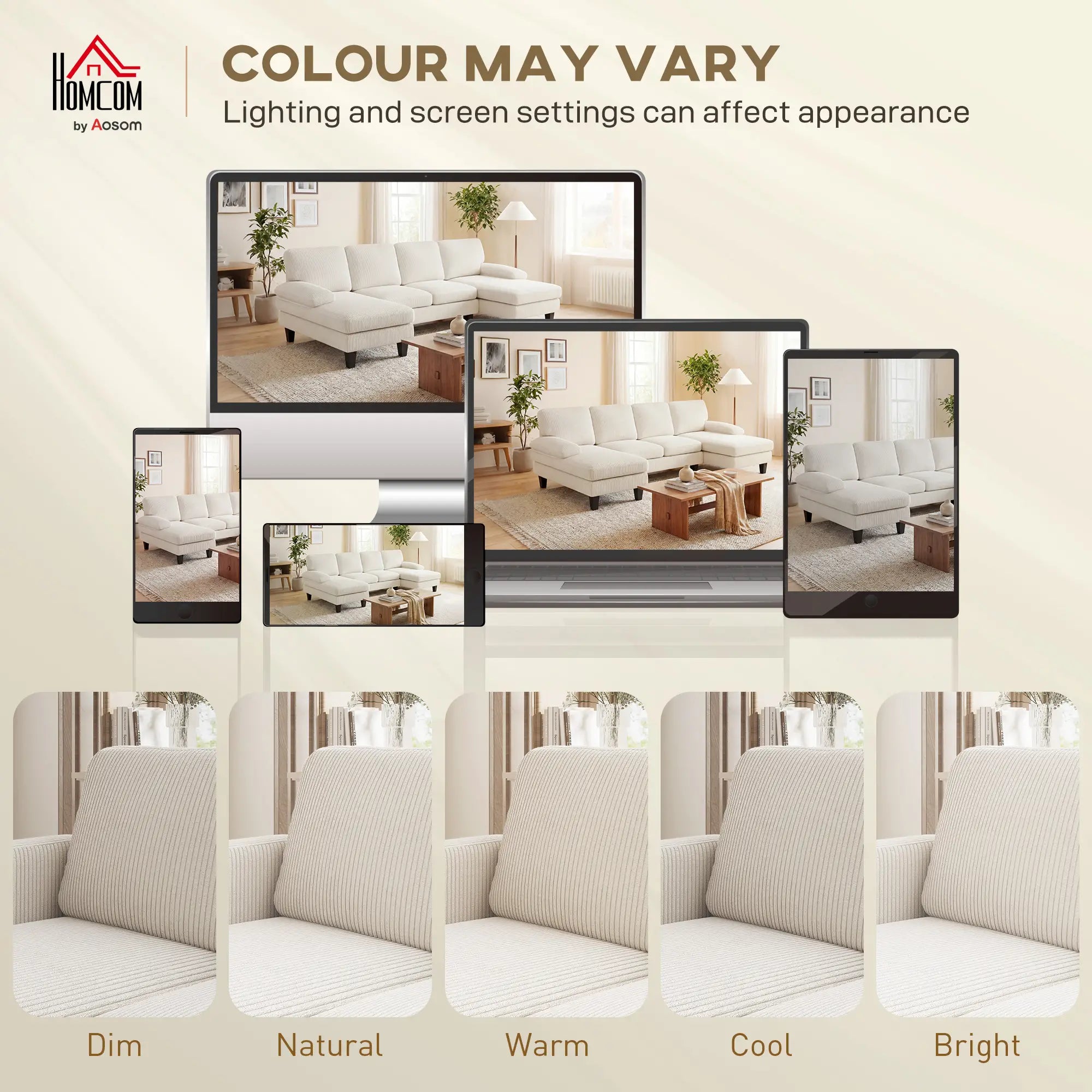 U-Shaped Sectional Sofa, Double Chaise, 2200lb Capacity, Beige 3-Seater Sofas at Gallery Canada