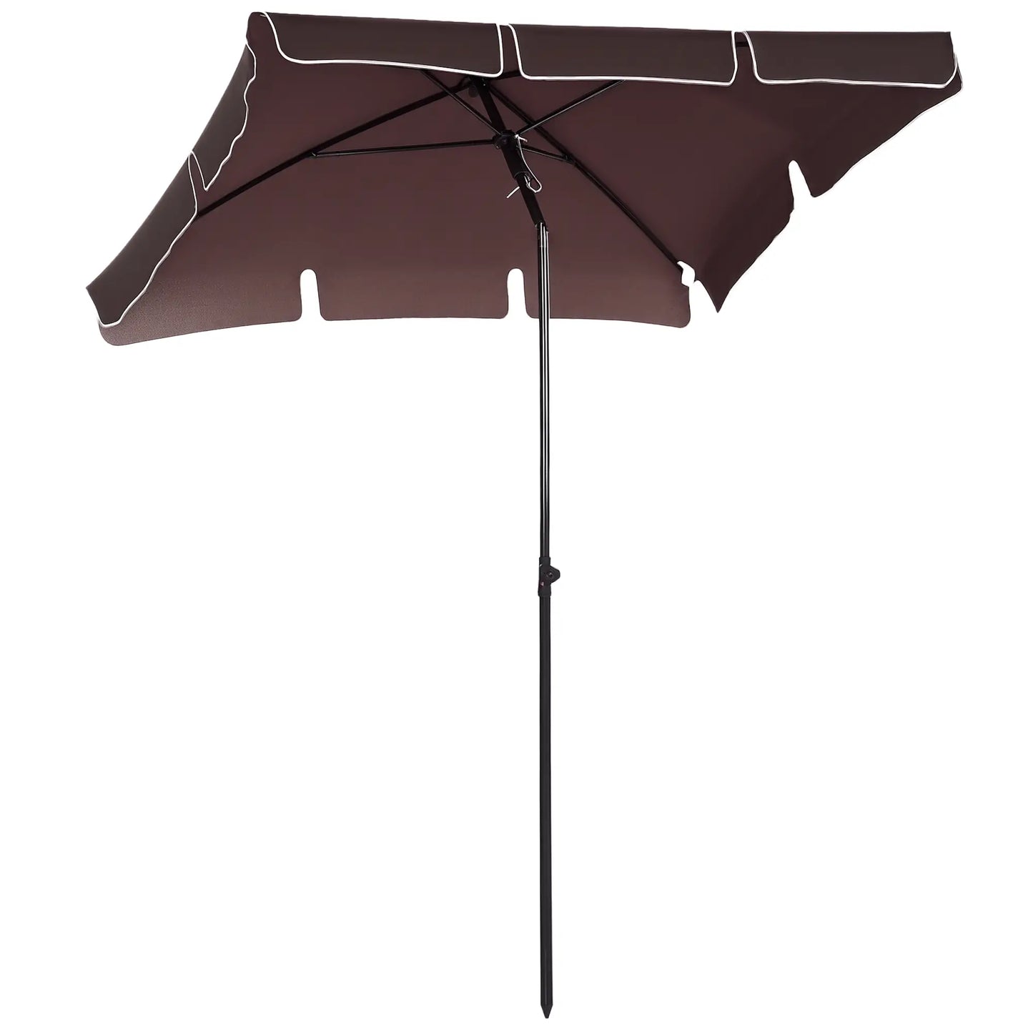 6.5x4ft Rectangle Patio Umbrella, Aluminum Tilt Adjustable, Garden Parasol Sun Umbrellas Coffee and Black at Gallery Canada