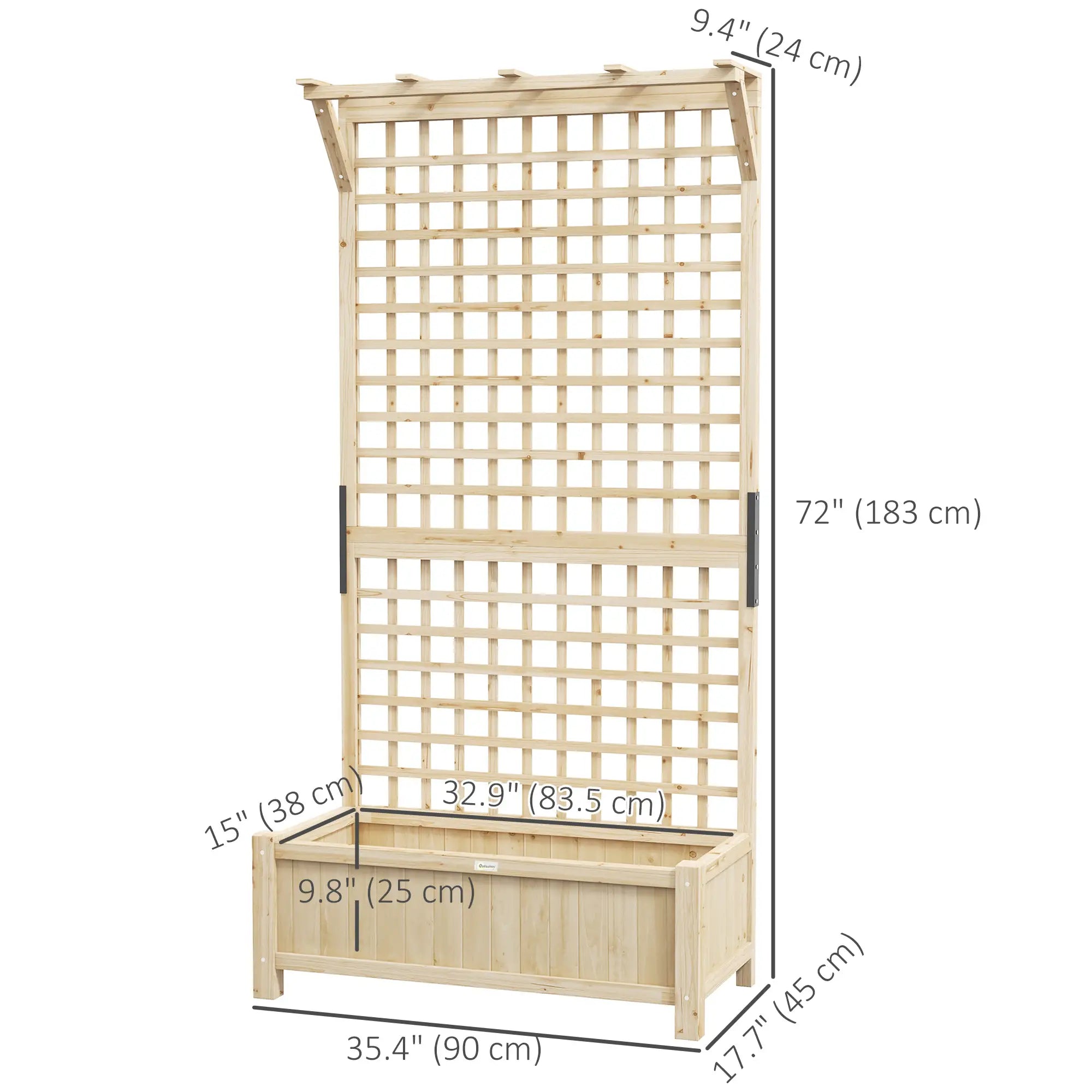 Wood Planter With Trellis For Climbing Plants, Raised Garden Bed Wooden Planter Boxes at Gallery Canada