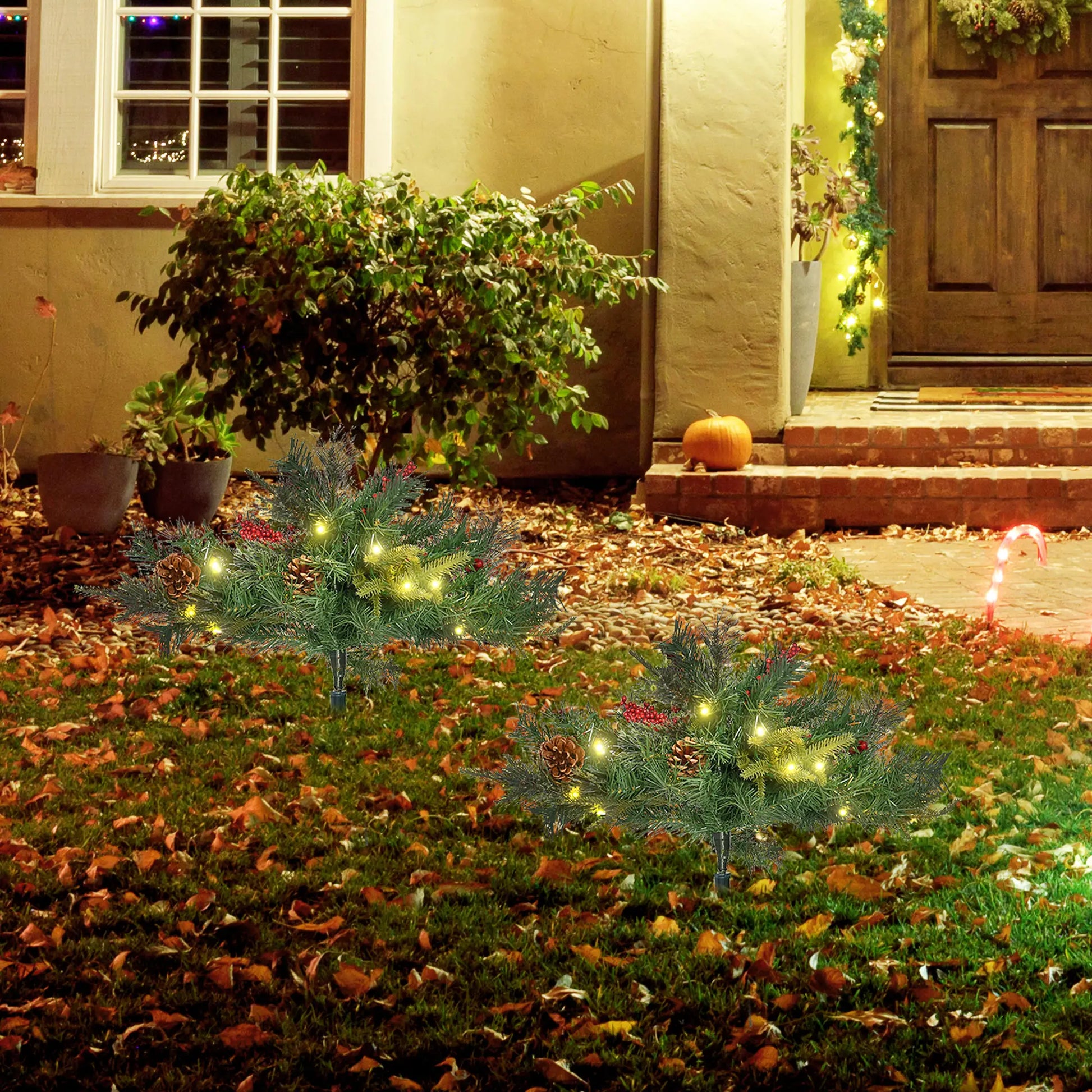 1.5 Foot Prelit Artificial Christmas Tree, 16 Inch, Warm White LED, Red Berries, Pine Cones, Green Pre Lit Christmas Trees at Gallery Canada