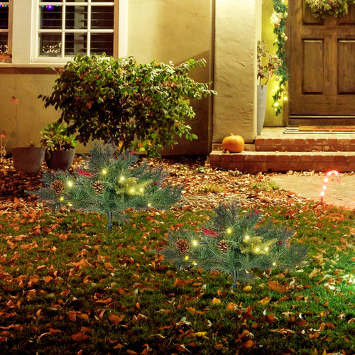 1.5 Foot Prelit Artificial Christmas Tree, 16 Inch, Warm White LED, Red Berries, Pine Cones, Green