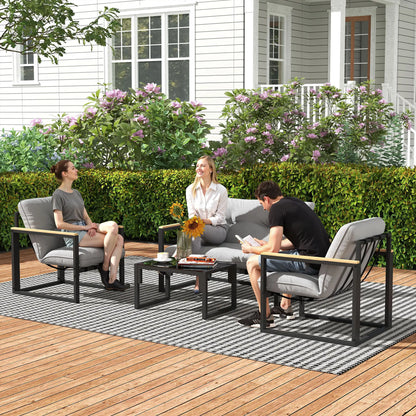 4 Piece Patio Furniture Set, Loveseat Sofa With Coffee Table, Light Grey Patio Furniture Sets at Gallery Canada