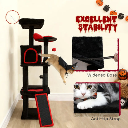 Gothic Cat Tree, 60" Tall, Coffin Bed, Scratching Posts, Black Cat Towers at Gallery Canada