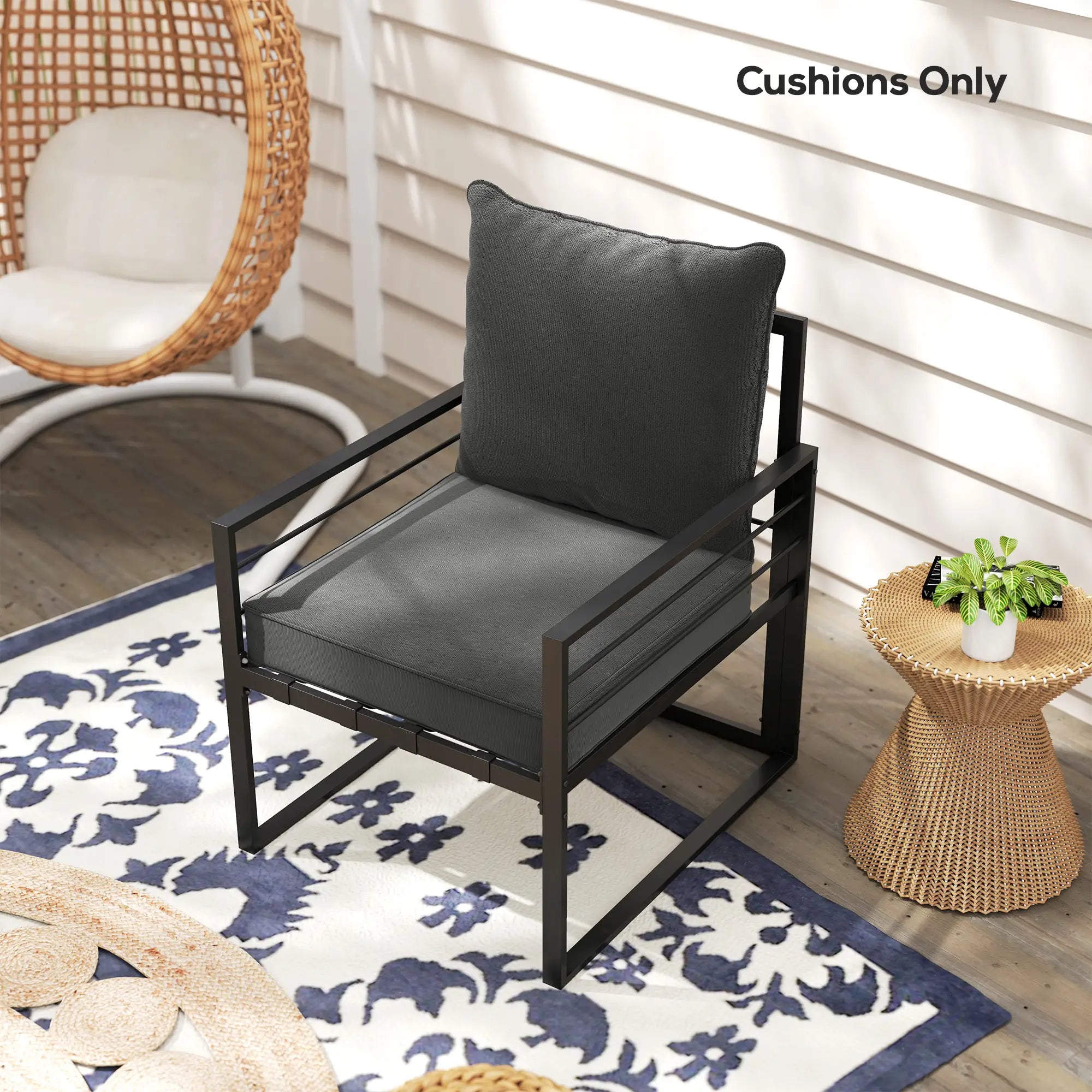 Patio Chair Cushions, Thick Deep Seat, Charcoal Grey Patio Chair Cushions at Gallery Canada