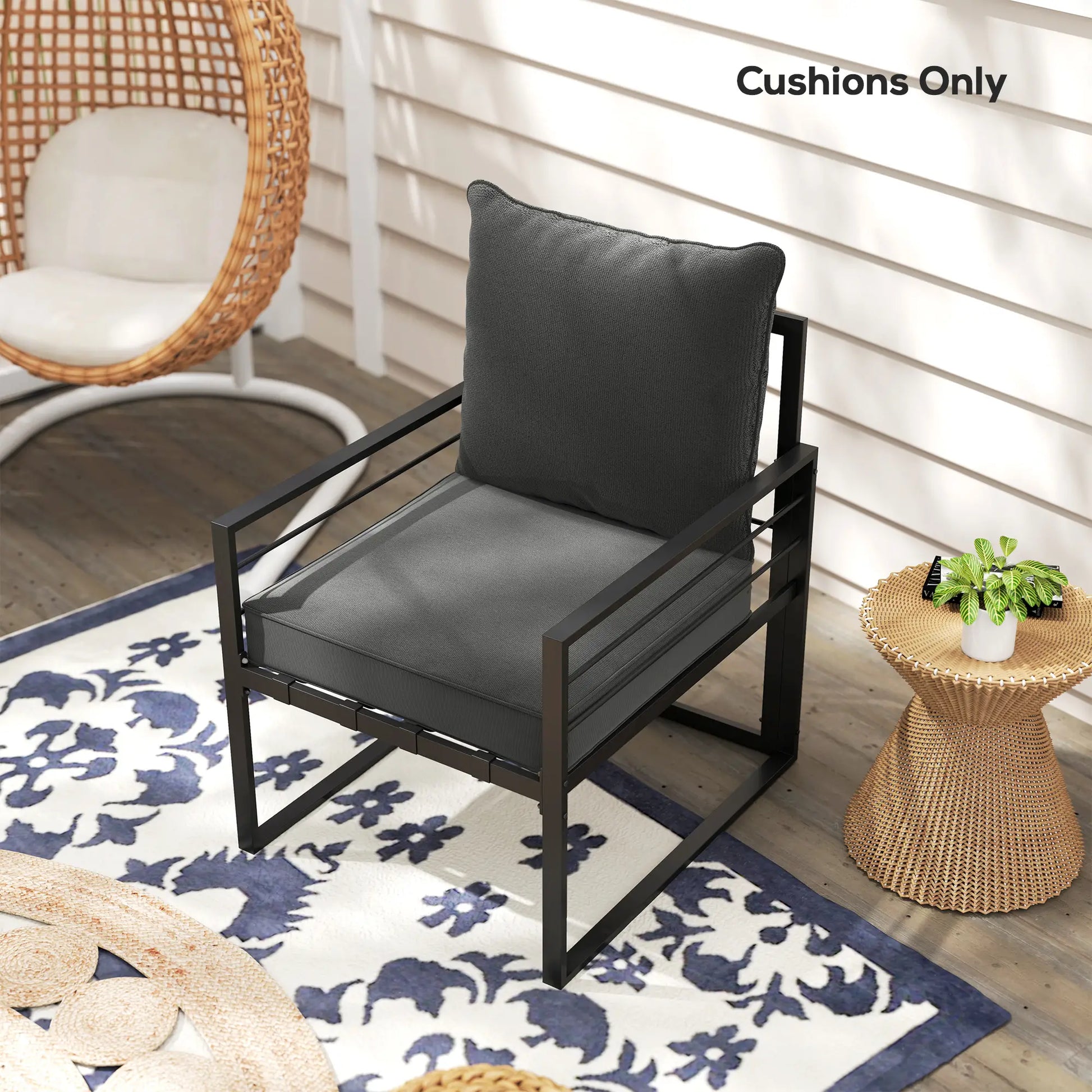 Patio Chair Cushions, Thick Deep Seat, Charcoal Grey Patio Chair Cushions at Gallery Canada