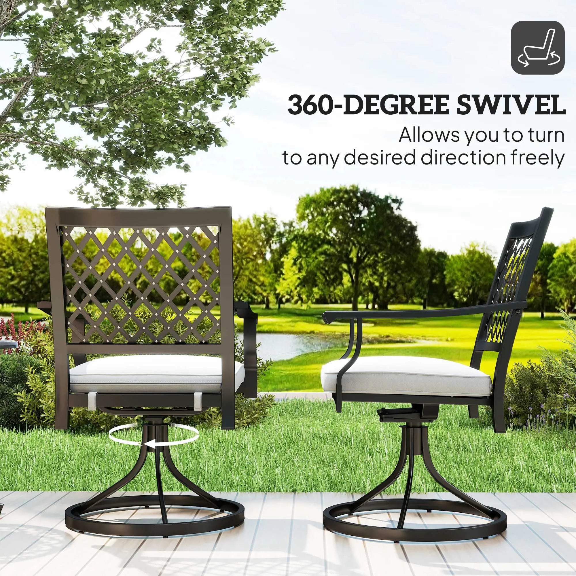 Metal Swivel Rocker Chairs Set of 2, with Cushion, Armrests, for Patio, Garden Bistro Sets at Gallery Canada