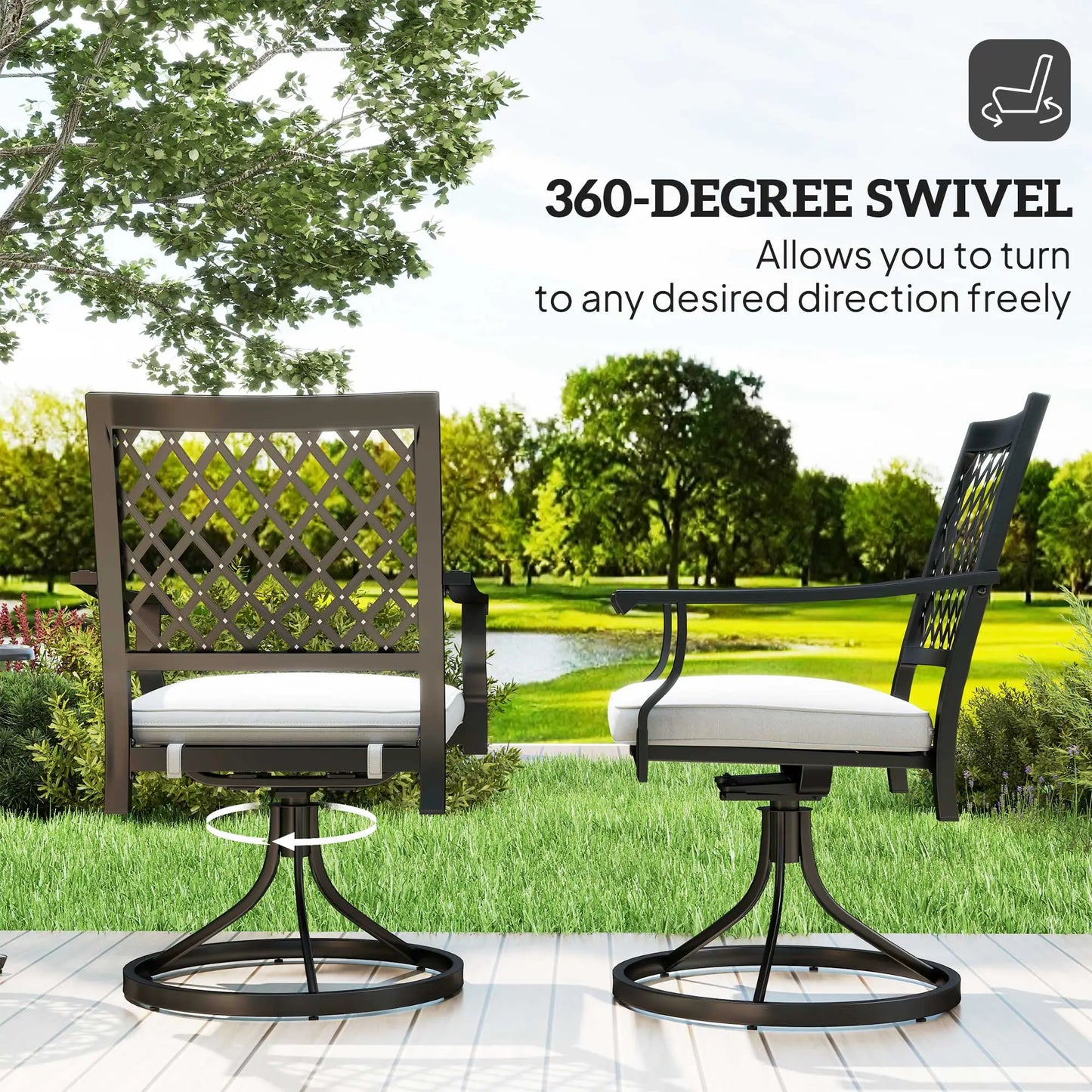 Metal Swivel Rocker Chairs Set of 2, with Cushion, Armrests, for Patio, Garden Bistro Sets at Gallery Canada