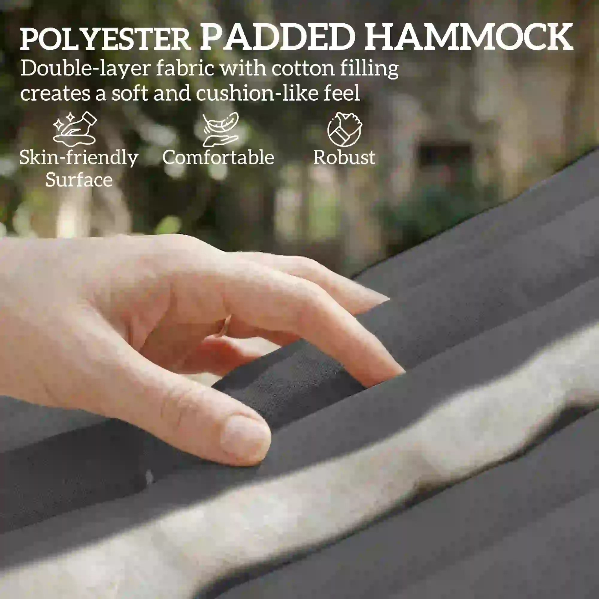 Padded Camping Hammock With Pillow, Spreader Bars, 200 x 140 cm, Grey Camping Hammocks at Gallery Canada