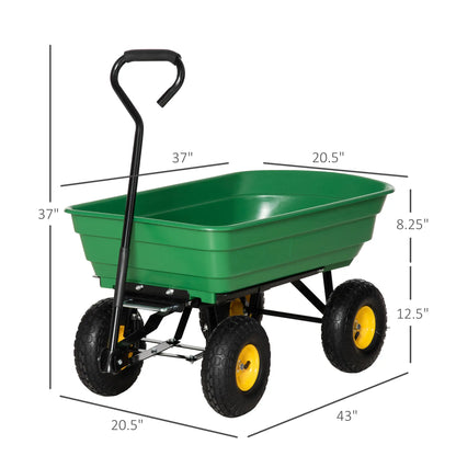 Heavy Duty Garden Dump Cart, 440lbs, Steel Frame, 10'' Pneumatic Tires, Green Folding Garden Carts at Gallery Canada