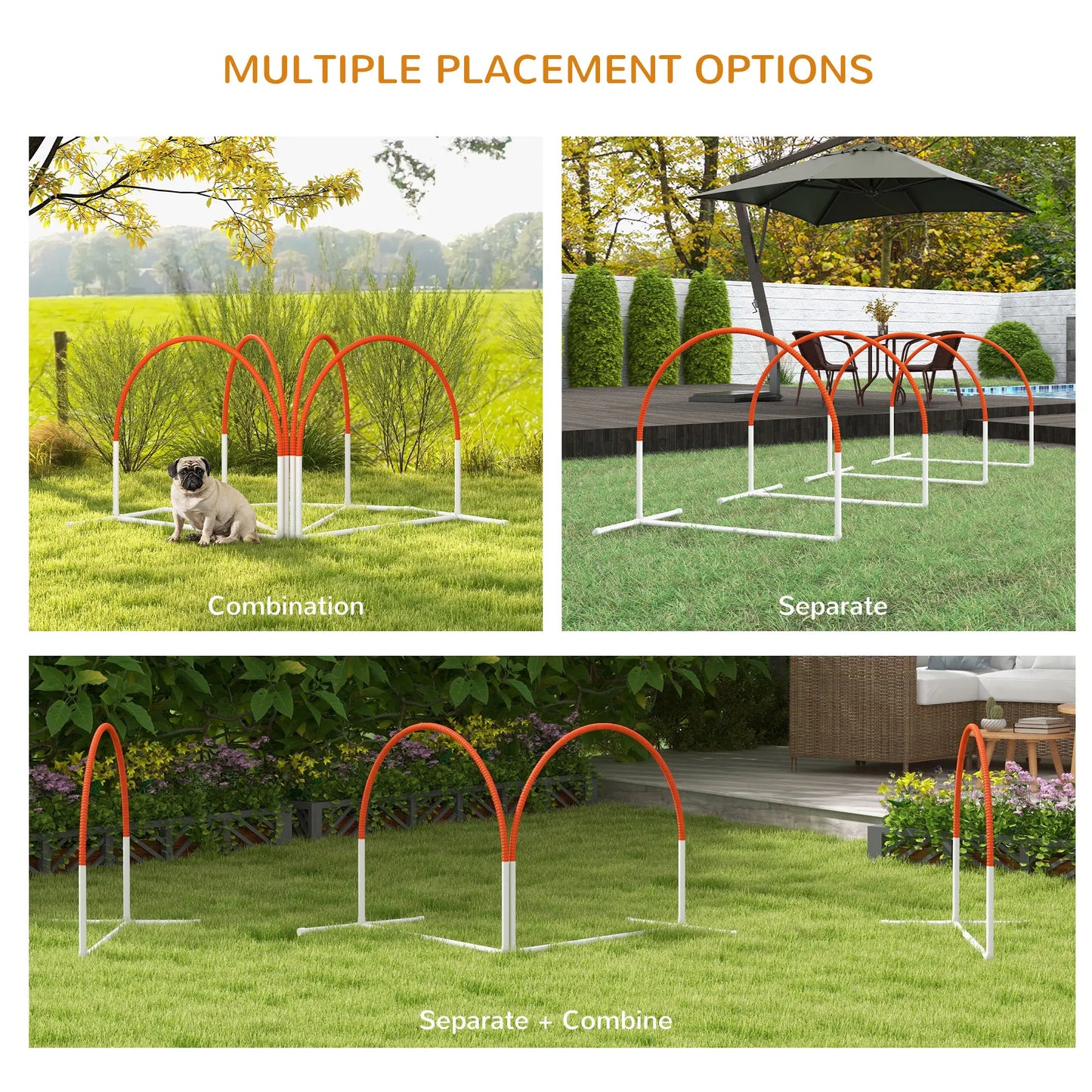 Dog Agility Kit, Obstacle Course Training Equipment, Weave Poles, Carry Bag, Orange Dog Agility Training Equipment at Gallery Canada