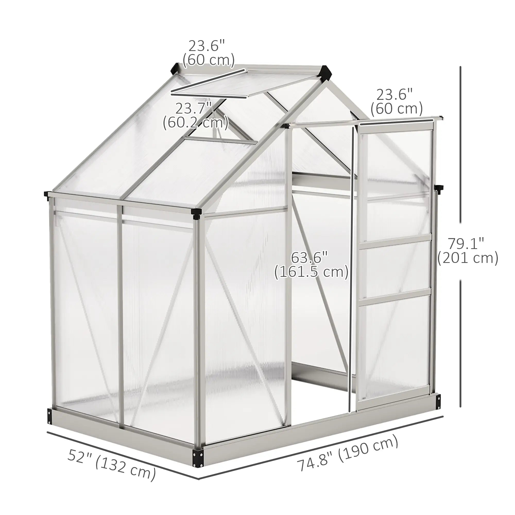 6' x 4' x 6.6' Polycarbonate Greenhouse, Walk-In Kit, Silver Walk In Greenhouses at Gallery Canada
