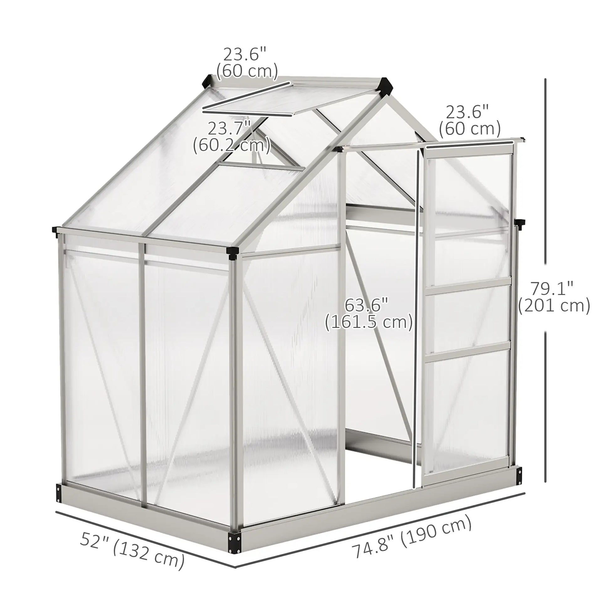 6' x 4' x 6.6' Polycarbonate Greenhouse, Walk-In Kit, Silver Walk In Greenhouses at Gallery Canada