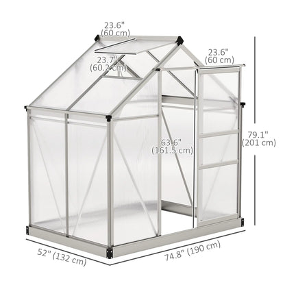 6' x 4' x 6.6' Polycarbonate Greenhouse, Walk-In Kit, Silver Walk In Greenhouses at Gallery Canada