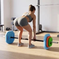 44lbs Adjustable Barbell Weight Set, Bar, Plates, Multicolour
