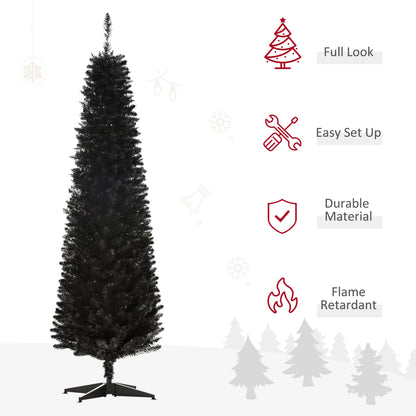 6 Pencil Slim Artificial Christmas Tree, Realistic Branches, Sturdy Metal Stand, Black Pencil Christmas Trees at Gallery Canada