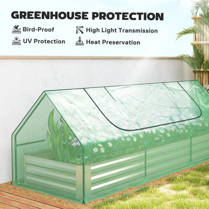 8.6 x 3 x 1ft Raised Garden Bed, Mini Greenhouse, Galvanized Cover, Green Galvanized Planter Boxes at Gallery Canada