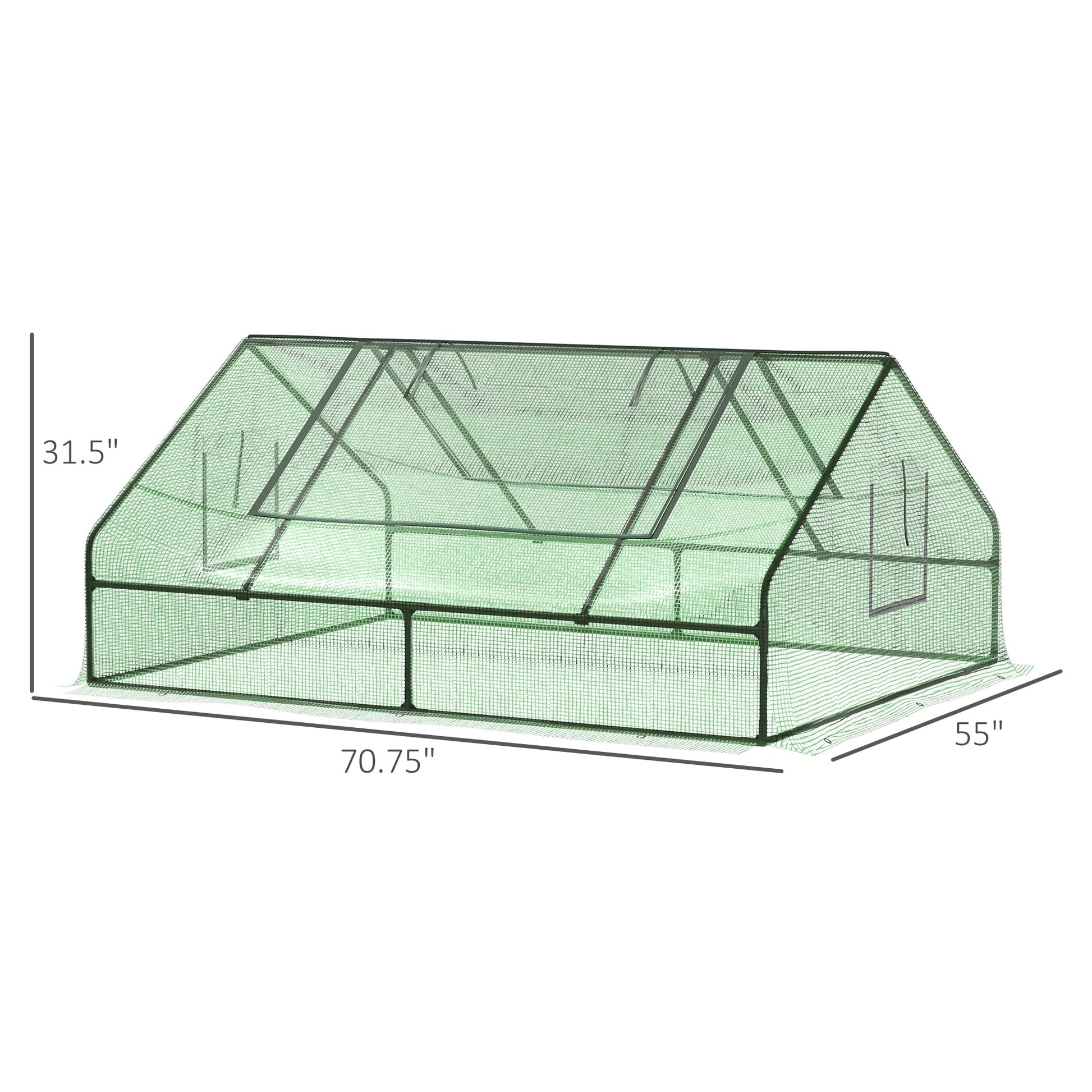 71" x 55" x 32" Mini Greenhouse Portable Hot House for Plants with 2 Large Windows and Ground Nails for Outdoor, Indoor, Garden, Gardening Kit, Green - Gallery Canada