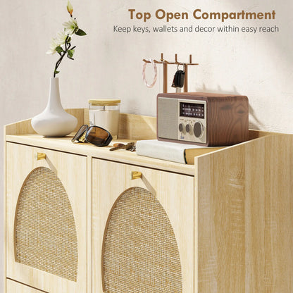 4 Flip-Drawer Shoe Cabinet, Rattan Doors, Adjustable Shelves, Holds 16 Pairs, Natural Shoe Storage Cabinets & Racks at Gallery Canada