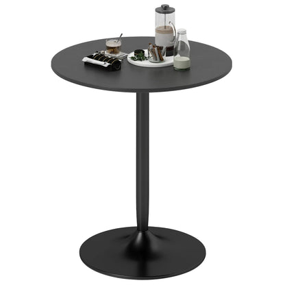 27.6" Round Kitchen Table for 2, Wood Veneer, Steel Base, Black Dining Tables at Gallery Canada