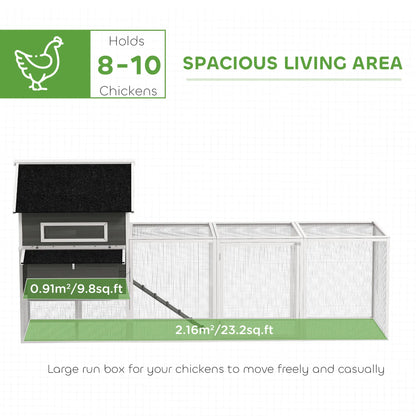 Wooden Chicken Coop With Run, Nesting Box, 137", Dark Grey Chicken Coops at Gallery Canada